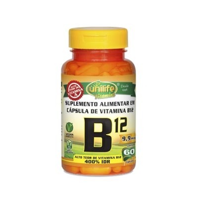 Vitamina B12 - Cianocobalamina 9,9mcg - 60 Cápsulas (Unilife)