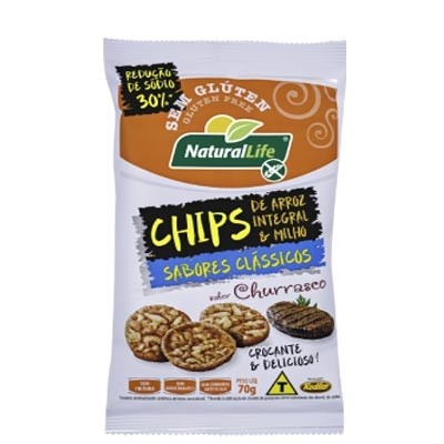 Chips Arroz Integral e Milho Churrasco Sem Glúten Kodilar 70g (Natural Life)