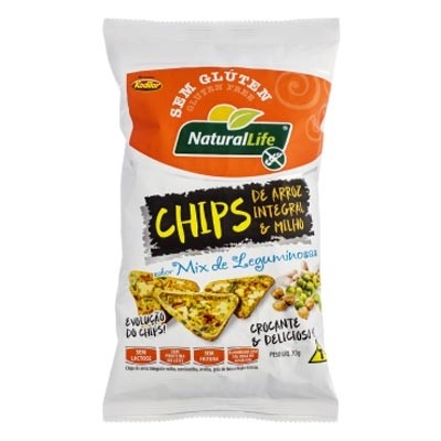 Chips Arroz Integral e Milho Mix de Leguminosas Sem Glúten Kodilar 70g (Natural Life)