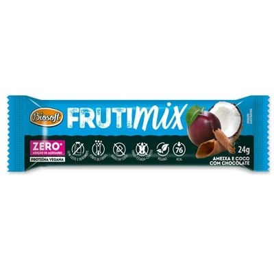 Barra Frutimix com Ameixa, coco e Chocolate Zero Açúcar 24g (Biosoft)