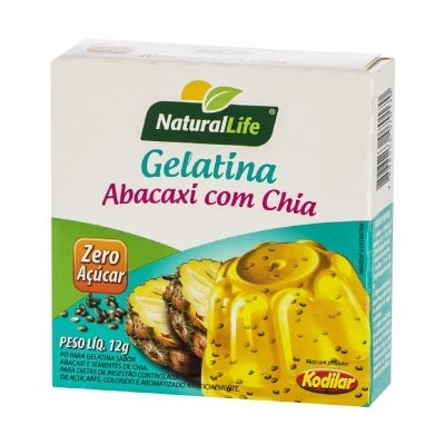 Gelatina Zero Açúcar Abacaxi e Chia Kodilar 12g (Natural Life)
