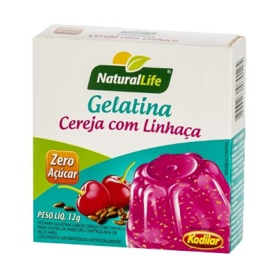 Gelatina Zero Açúcar Cereja e Linhaça Kodilar 12g (Natural Life)