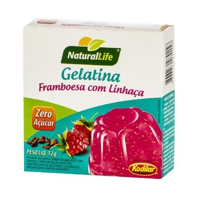 Gelatina Zero Açúcar Framboesa com Linhaça Kodilar 12g (Natural Life)