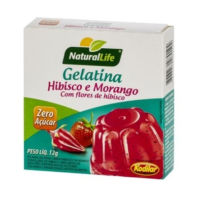 Gelatina Zero Açúcar Hibisco e Morango Kodilar 12g (Natural Life)