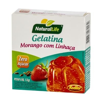 Gelatina Zero Açúcar Morango e Linhaça Kodilar 12g (Natural Life)